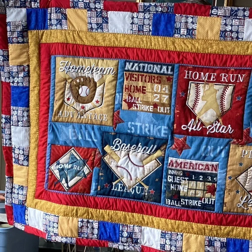 NWT. Hand Crafted Baseball for All Ages Lap Quilt